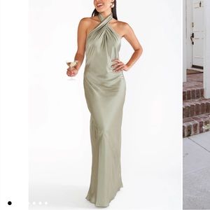 Satin Halter Maxi Dress